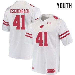 Youth Wisconsin Badgers NCAA #41 Jack Eschenbach White Authentic Under Armour Stitched College Football Jersey TS31K24GD